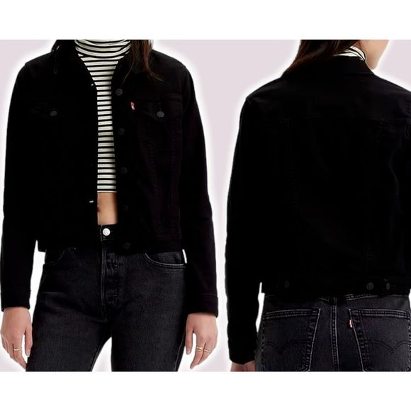 Levi's 29945-0038 Women's Sz XS Black Original Denim Trucker Jacket $90 - Picture 7 of 7